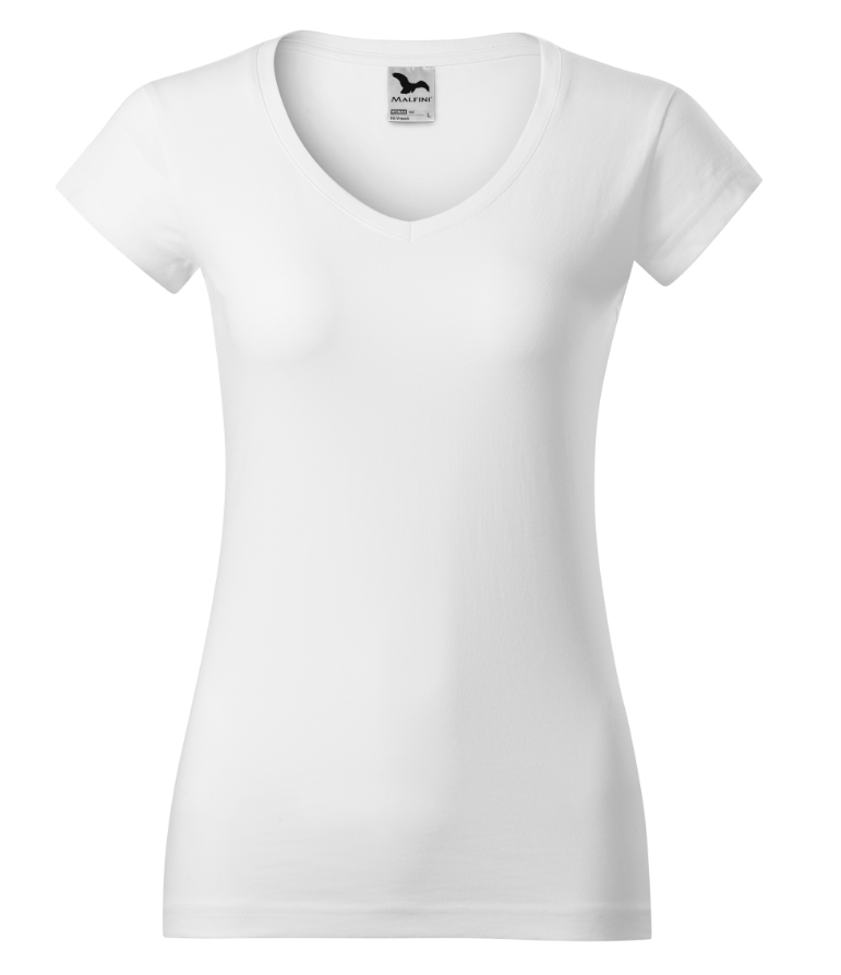 MALFINI Dámske tričko FIT s výstrihom do V - biele M