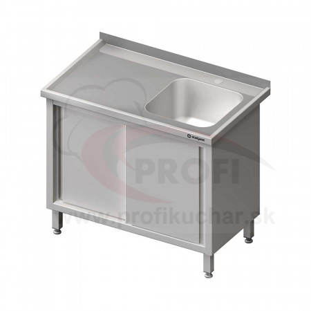 E-shop STALGAST Umývací stôl krytovaný s drezom 500x500mm - posuvné dvere 1900x700x850mm