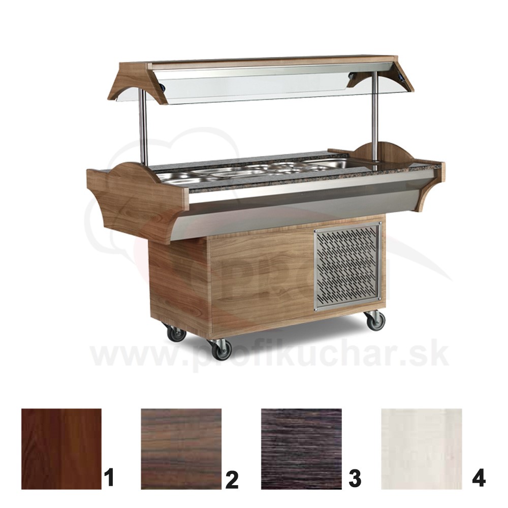 E-shop Chladený bufetový stol – 4 GN – dub šedý