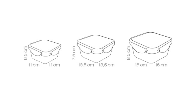 Obrázok Dóza FRESHBOX 3 ks, 0.4,0.7,1.2 l, štvorcová