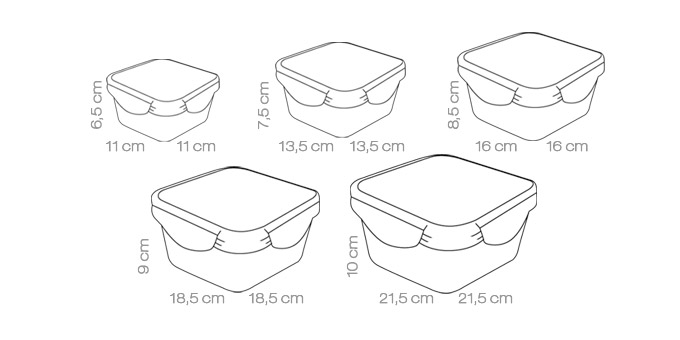 Obrázok Dóza FRESHBOX 5 ks, štvorcová