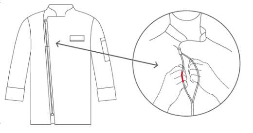 Kuchársky rondon TOMA (zapínanie na zips) - biely, dlhý rukáv_detail