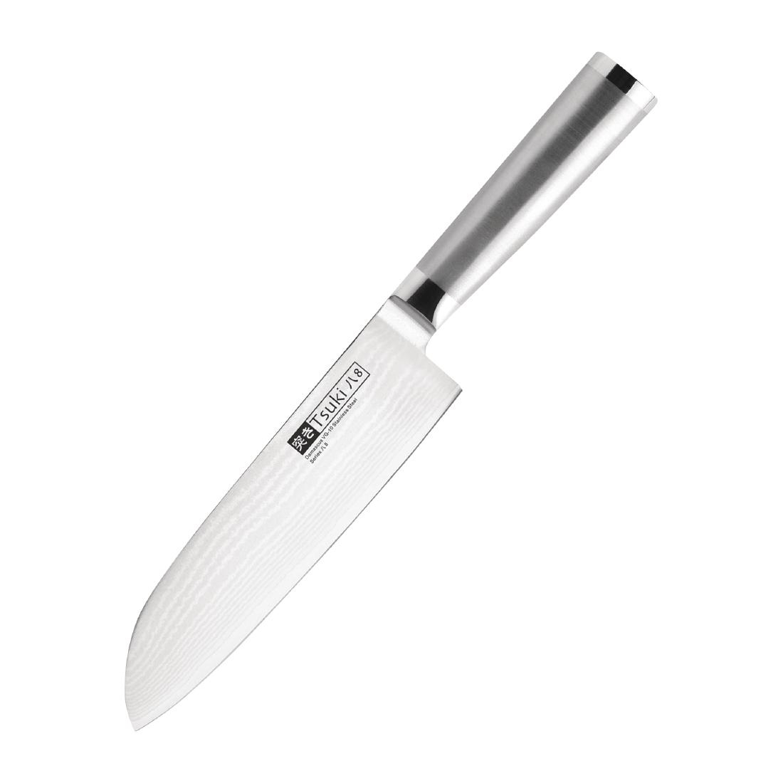 E-shop Tsuki nôž z damaškovej ocele Santoku 18 cm - kovová rukoväť