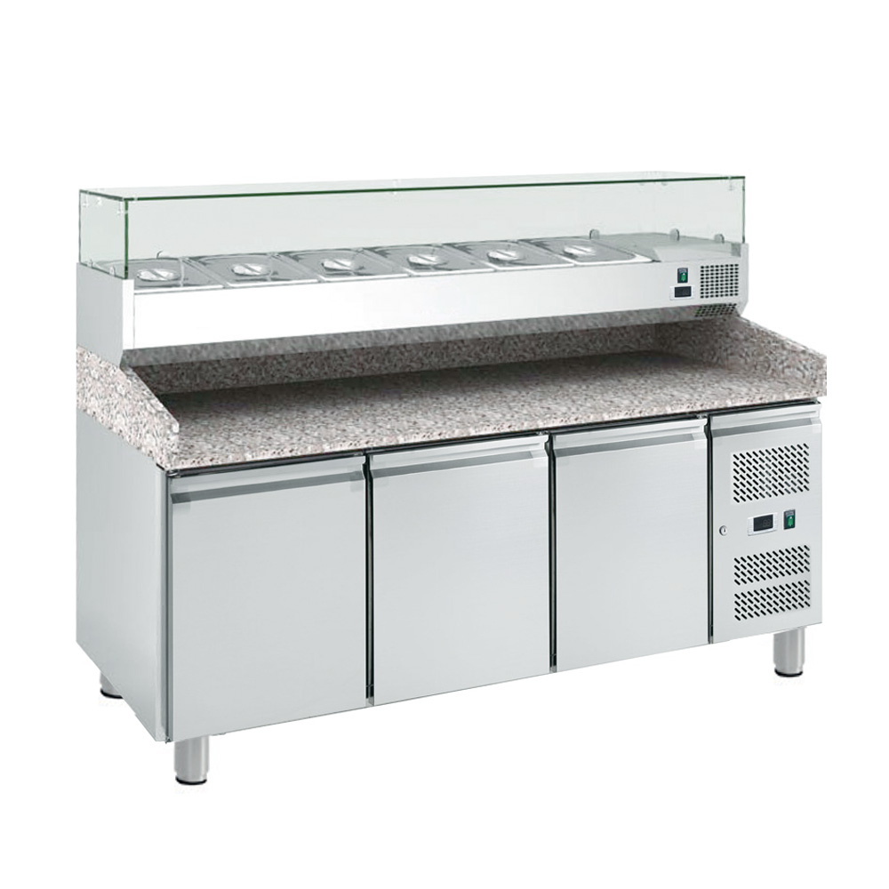 E-shop Trojdverový pizza-stôl s chladiacou vitrínou COOLHEAD®