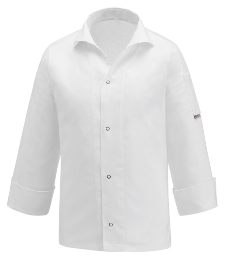 EGOCHEF Kuchársky rondon EGOchef VIP s košeľovým strihom UNISEX - biely - 100% bavlna - dlhý rukáv  XL
