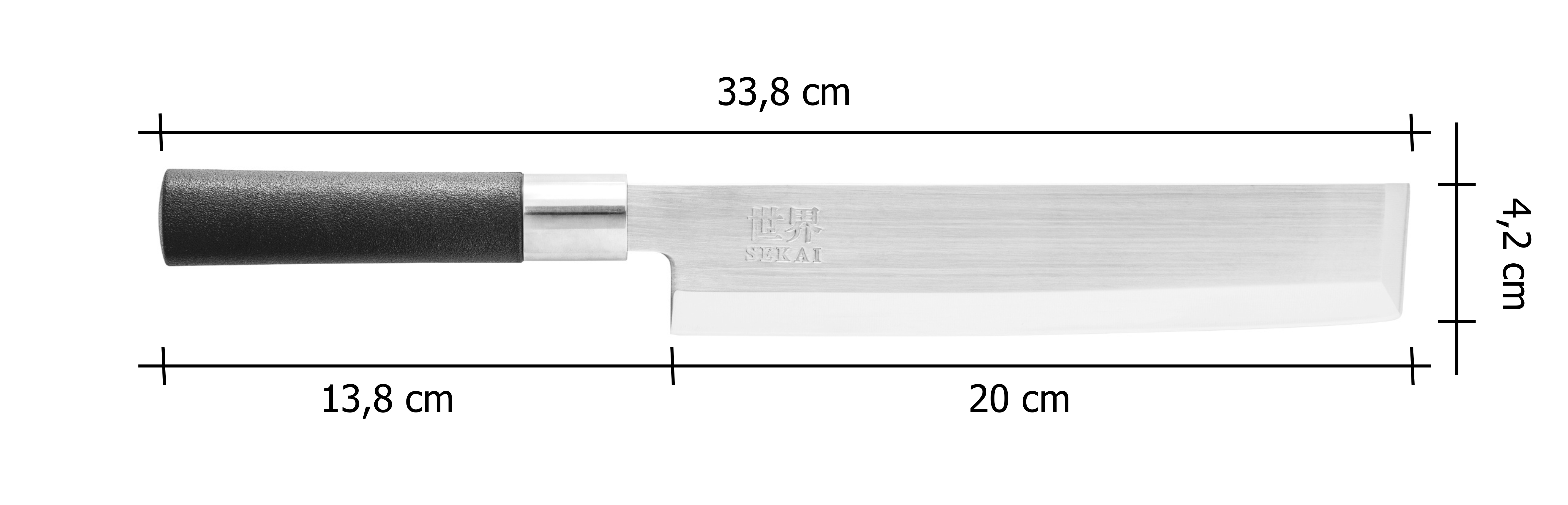 Japonský nôž IVO Usuba - SEKAI - 20cm_rozmery noža