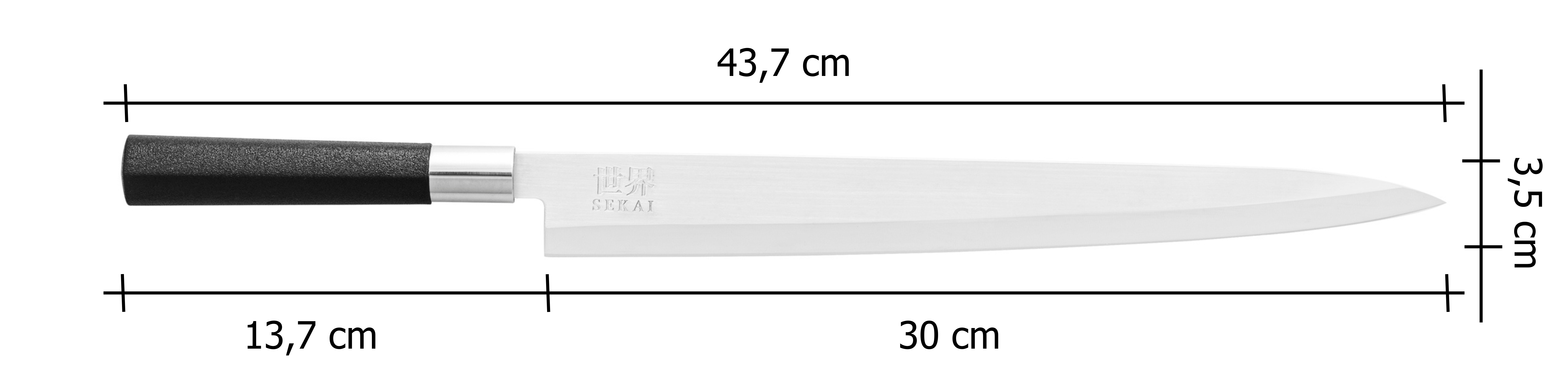 Japonský nôž IVO Yanagiba- SEKAI - 30 cm_rozmery